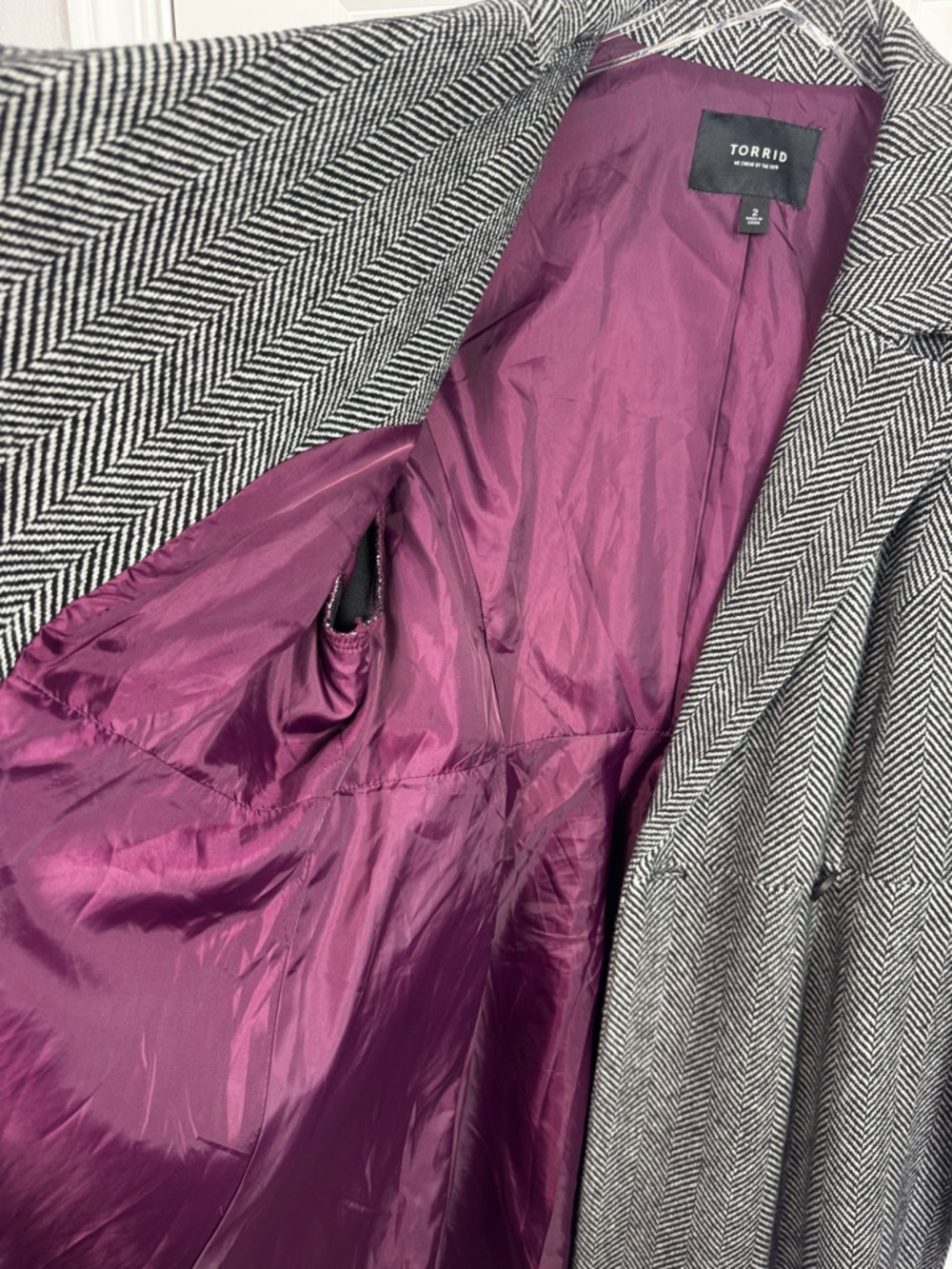 TORRID Fit & Flare Herringbone Coat Jacket Peacoat Plus Size 2X - Picture 12 of 15